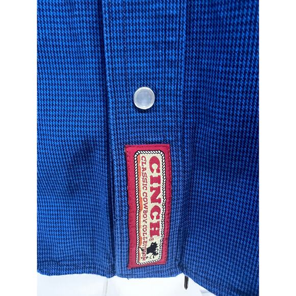 Cinch Vintage Blue Plaid Western Rockabilly Cowboy Pearl Snap Shirt Medium - Picture 9 of 12